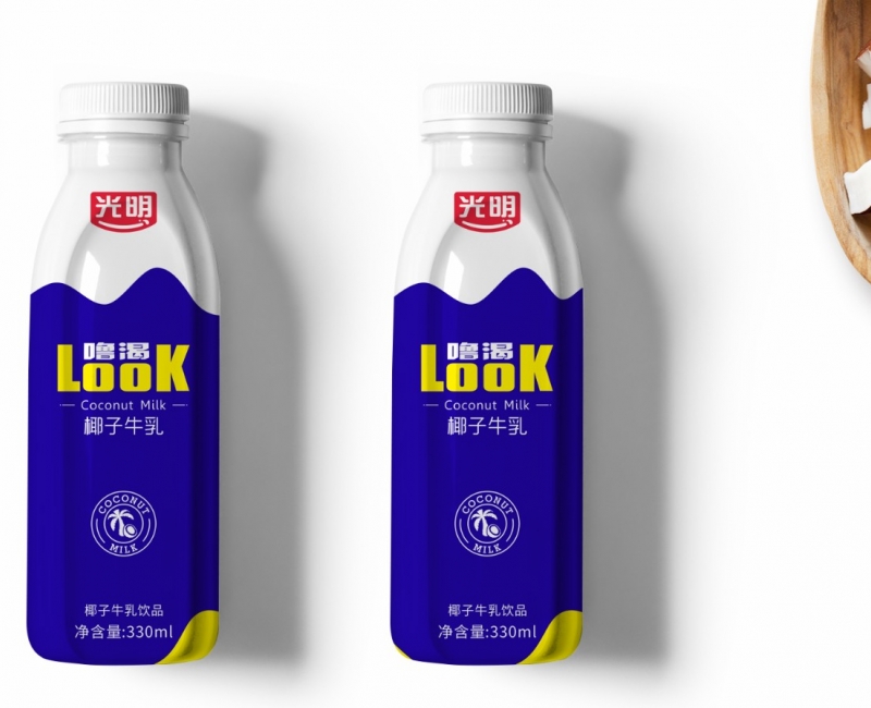 光明look椰子牛乳飲品包裝設計